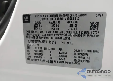 2021 Buick Envision Awd Preferred from USA, damaged, VIN LRBFZMR48MD179012